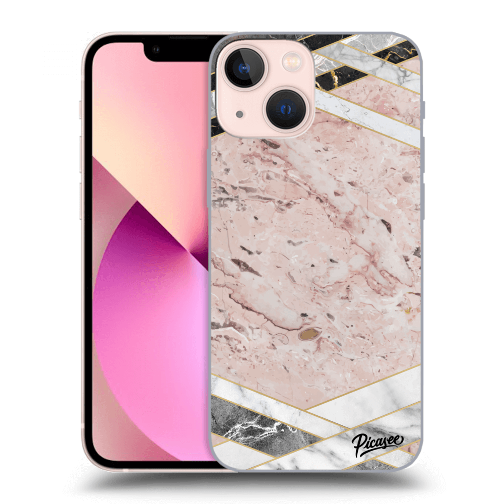 Picasee Apple iPhone 13 mini Hülle - Transparentes Silikon - Pink geometry
