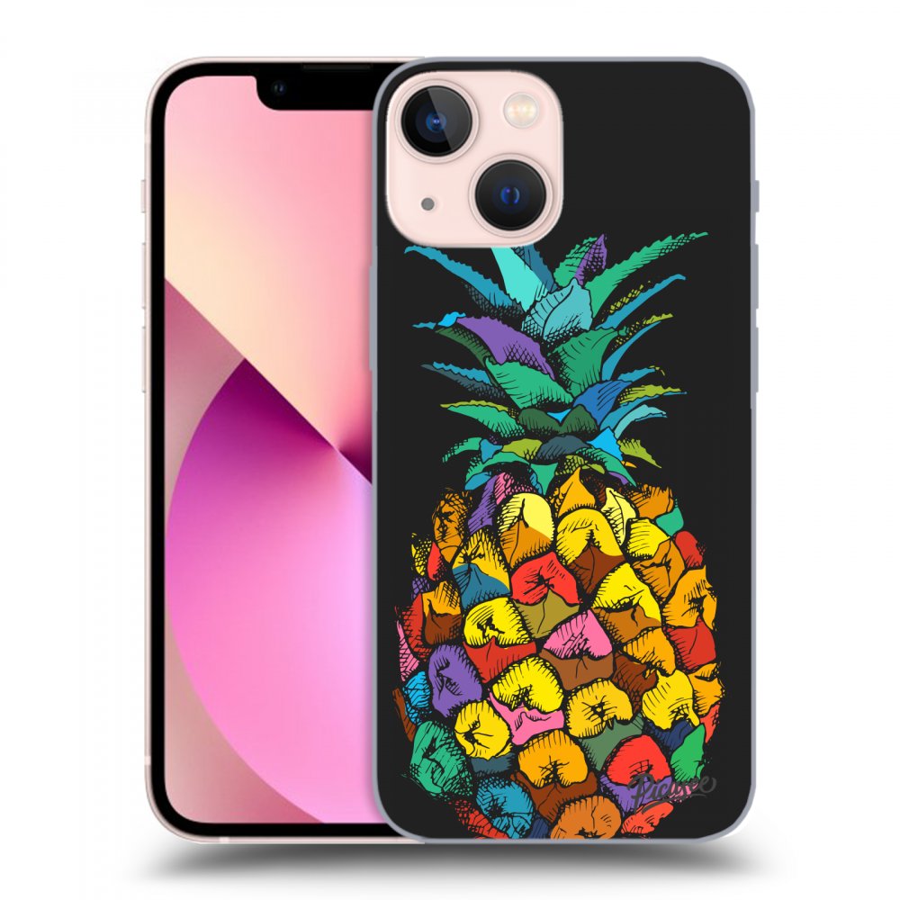 Picasee Apple iPhone 13 mini Hülle - Schwarzes Silikon - Pineapple