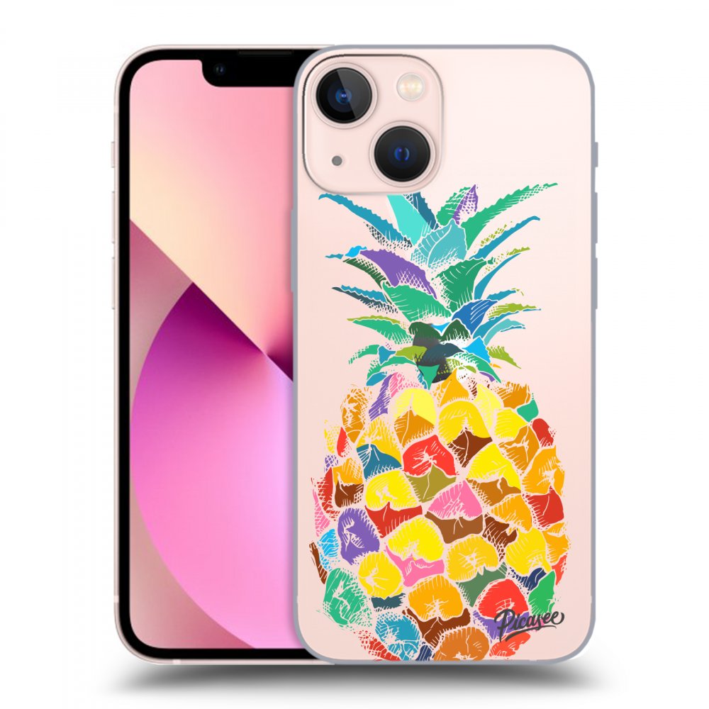 Picasee Apple iPhone 13 mini Hülle - Transparentes Silikon - Pineapple