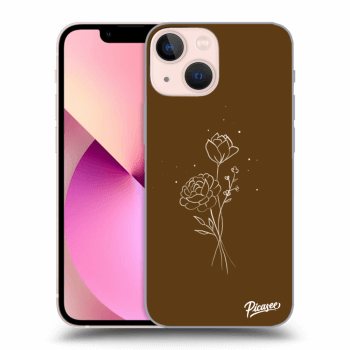 Picasee Apple iPhone 13 mini Hülle - Schwarzes Silikon - Brown flowers