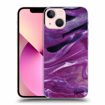 Picasee Apple iPhone 13 mini Hülle - Schwarzes Silikon - Purple glitter