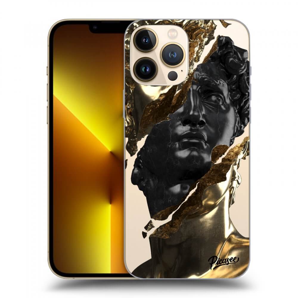Picasee Apple iPhone 13 Pro Max Hülle - Transparentes Silikon - Gold - Black