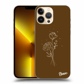Picasee Apple iPhone 13 Pro Max Hülle - Schwarzes Silikon - Brown flowers