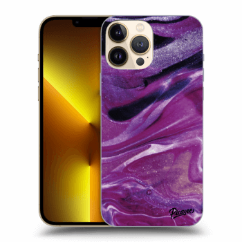 Picasee Apple iPhone 13 Pro Max Hülle - Schwarzes Silikon - Purple glitter