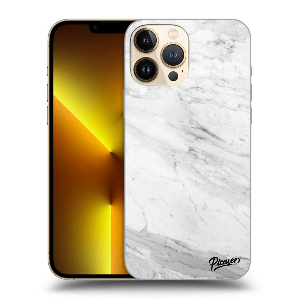 Picasee Apple iPhone 13 Pro Max Hülle - Schwarzes Silikon - White marble