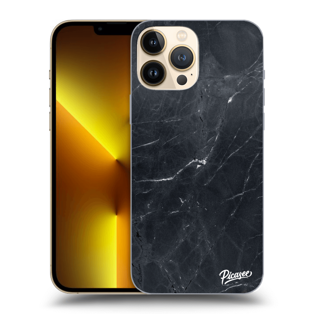 Picasee Apple iPhone 13 Pro Max Hülle - Transparentes Silikon - Black marble