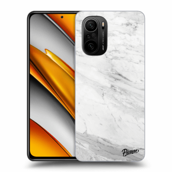 Picasee Xiaomi Poco F3 Hülle - Schwarzes Silikon - White marble