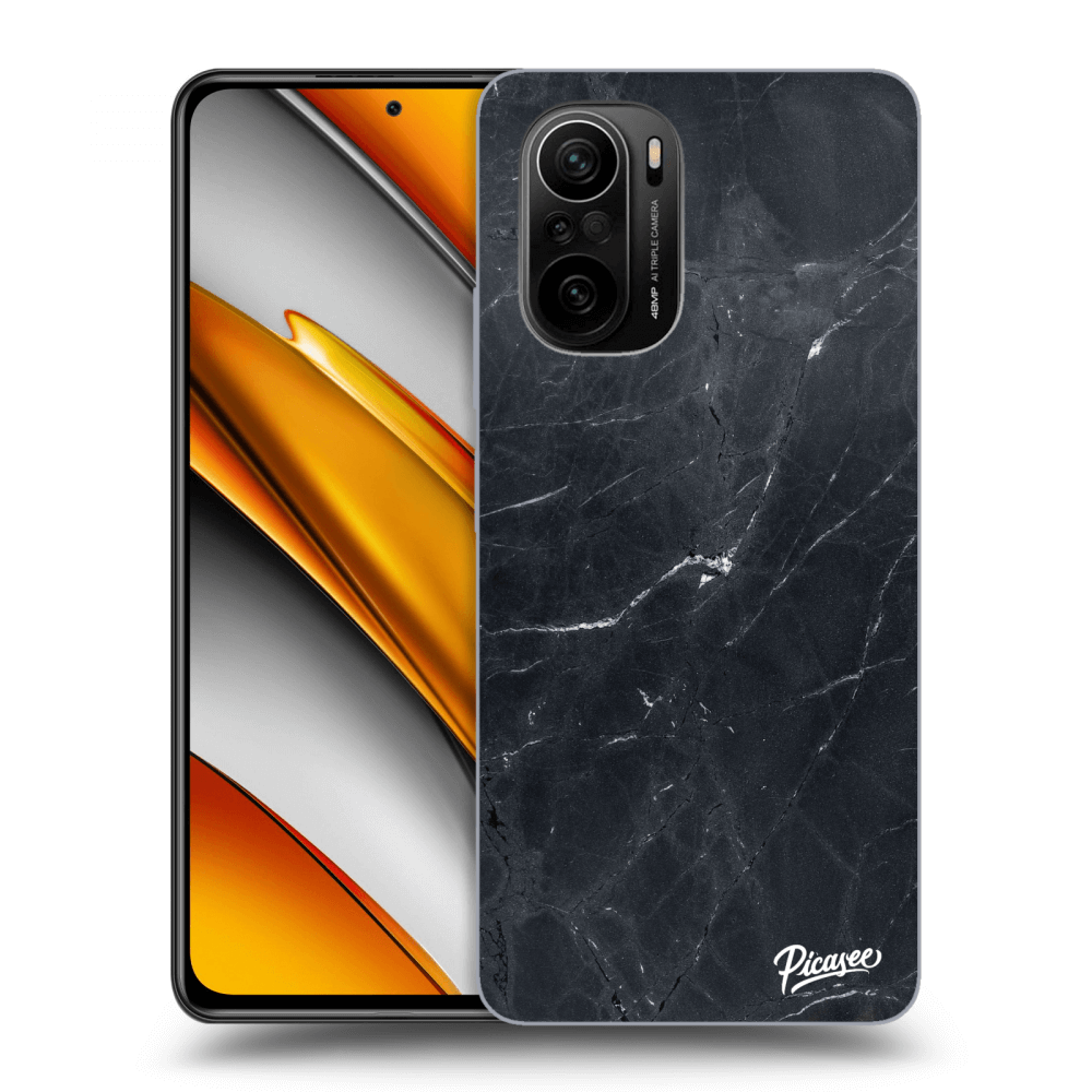 Picasee Xiaomi Poco F3 Hülle - Schwarzes Silikon - Black marble
