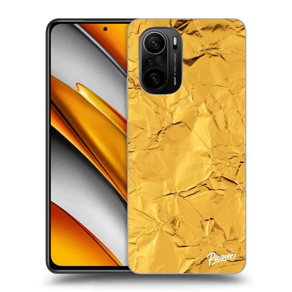 Picasee Xiaomi Poco F3 Hülle - Transparentes Silikon - Gold