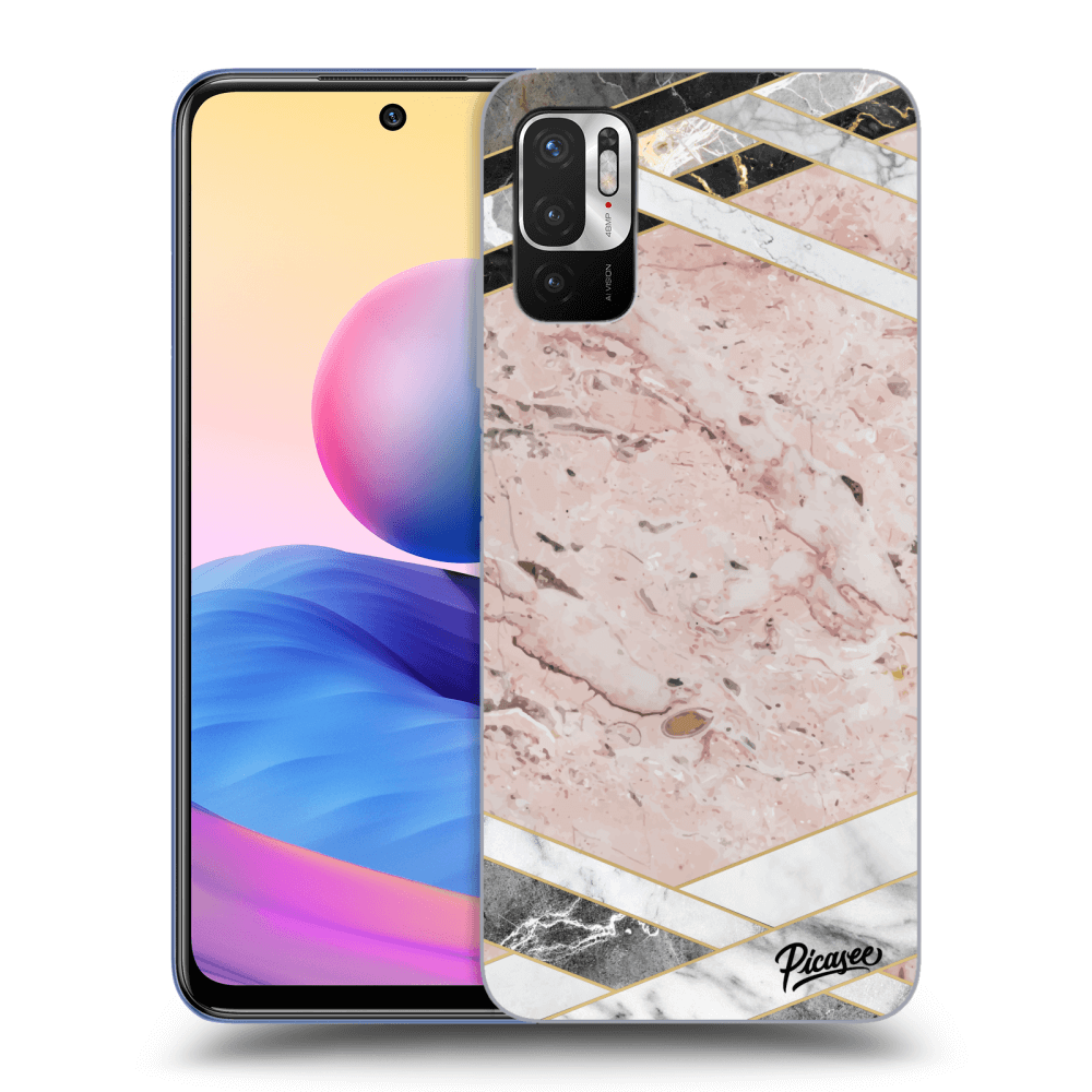Picasee Xiaomi Redmi Note 10 5G Hülle - Transparentes Silikon - Pink geometry