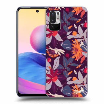Picasee Xiaomi Redmi Note 10 5G Hülle - Schwarzes Silikon - Purple Leaf
