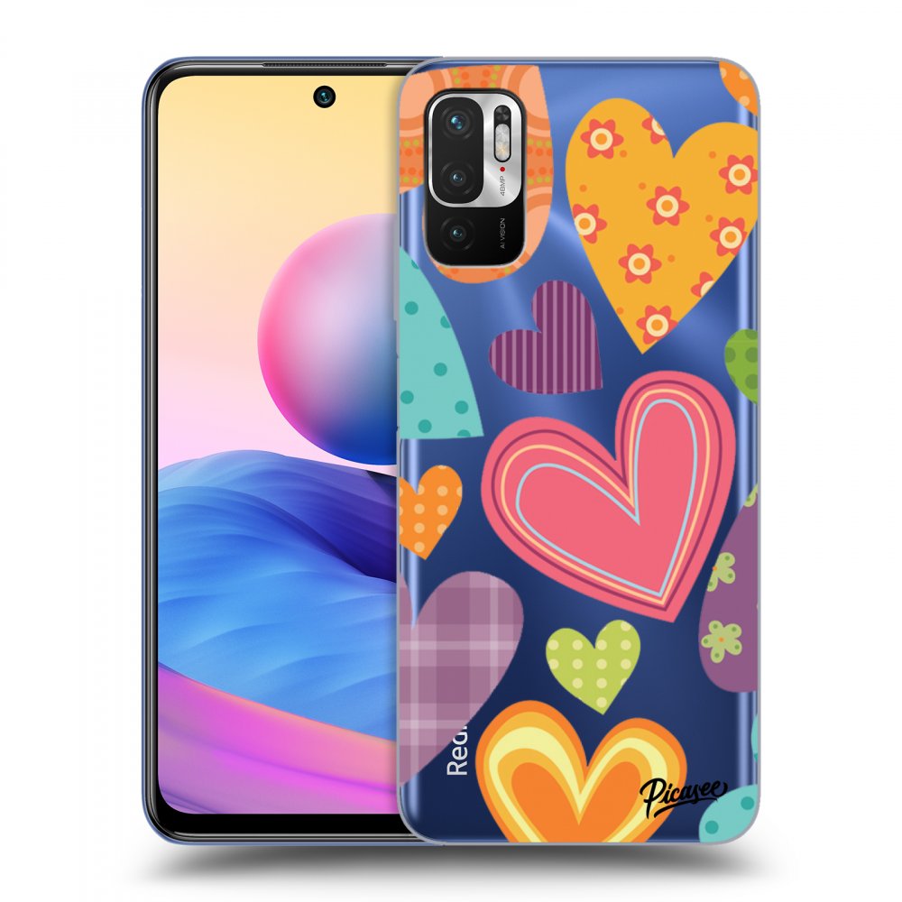 Picasee Xiaomi Redmi Note 10 5G Hülle - Transparentes Silikon - Colored heart