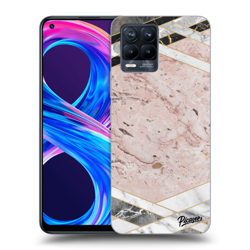 Picasee Realme 8 Pro Hülle - Transparentes Silikon - Pink geometry