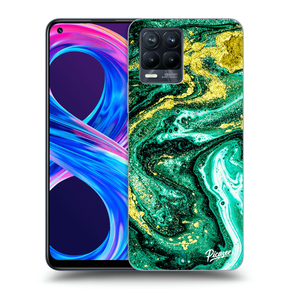 Picasee Realme 8 Pro Hülle - Schwarzes Silikon - Green Gold