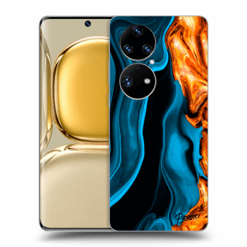 Picasee Huawei P50 Hülle - Transparentes Silikon - Gold blue