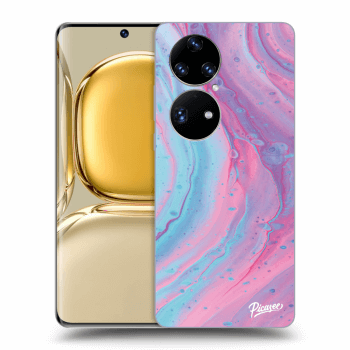 Picasee Huawei P50 Hülle - Transparentes Silikon - Pink liquid