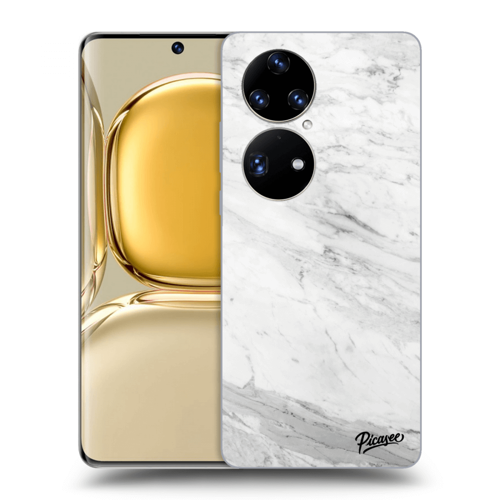 Picasee Huawei P50 Hülle - Transparentes Silikon - White marble