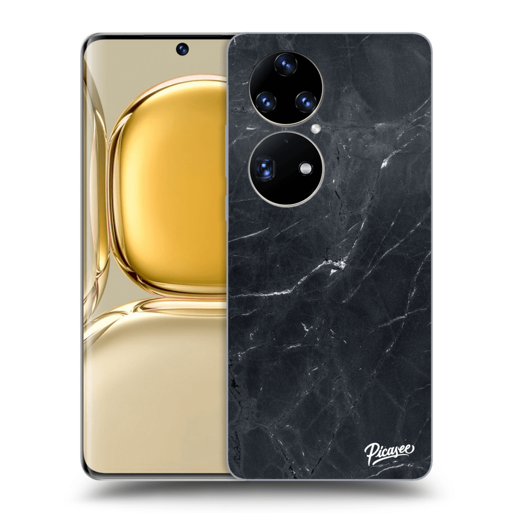 Picasee Huawei P50 Hülle - Transparentes Silikon - Black marble