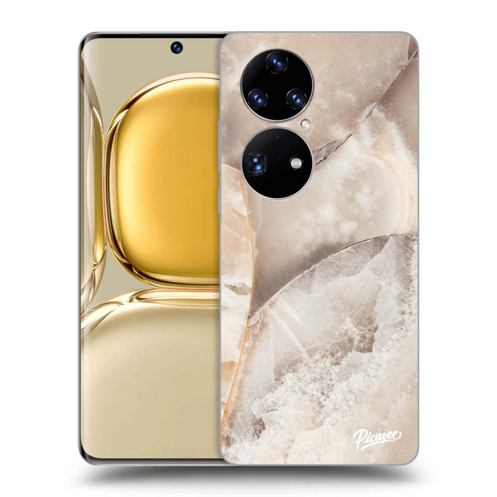 Picasee Huawei P50 Hülle - Transparentes Silikon - Cream marble