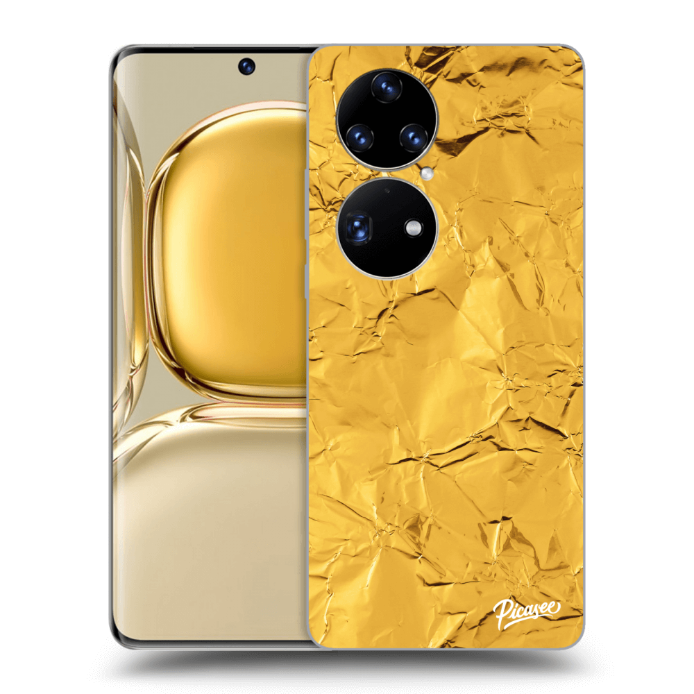 Picasee Huawei P50 Hülle - Transparentes Silikon - Gold