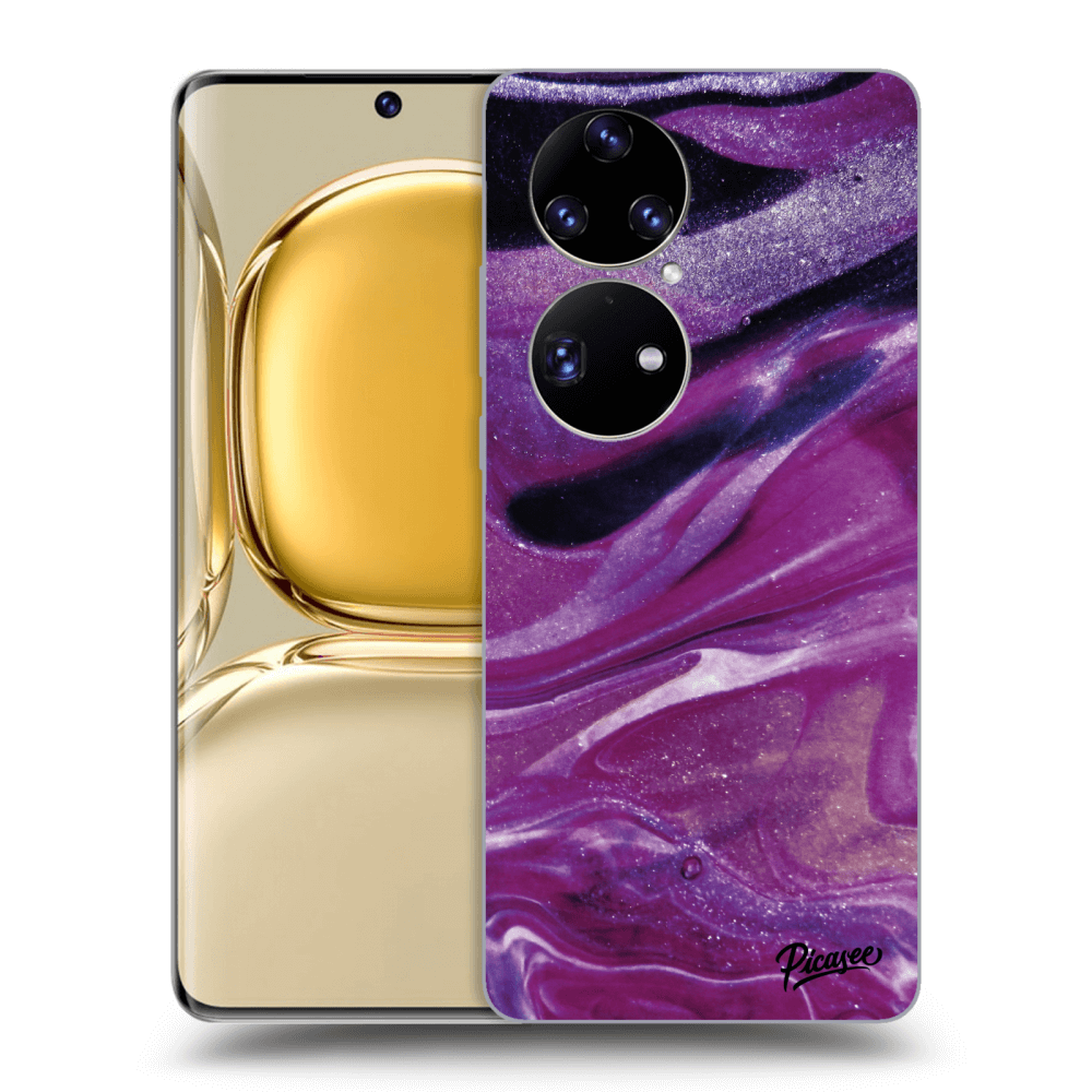 Picasee Huawei P50 Hülle - Transparentes Silikon - Purple glitter