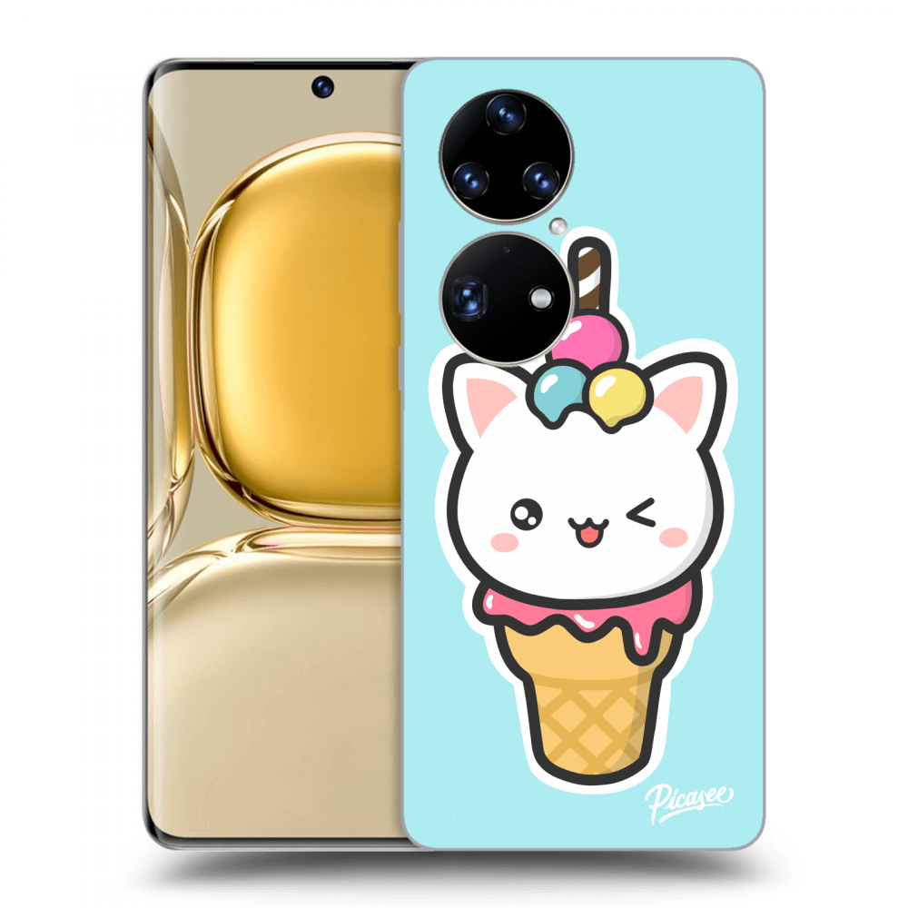 Picasee Huawei P50 Hülle - Transparentes Silikon - Ice Cream Cat