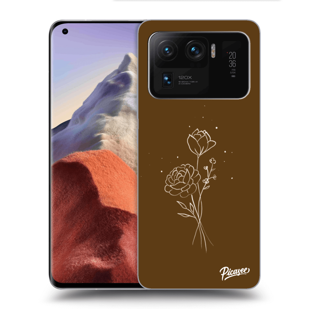 Picasee Xiaomi Mi 11 Ultra Hülle - Schwarzes Silikon - Brown flowers