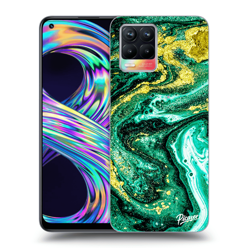 Picasee Realme 8 4G Hülle - Schwarzes Silikon - Green Gold