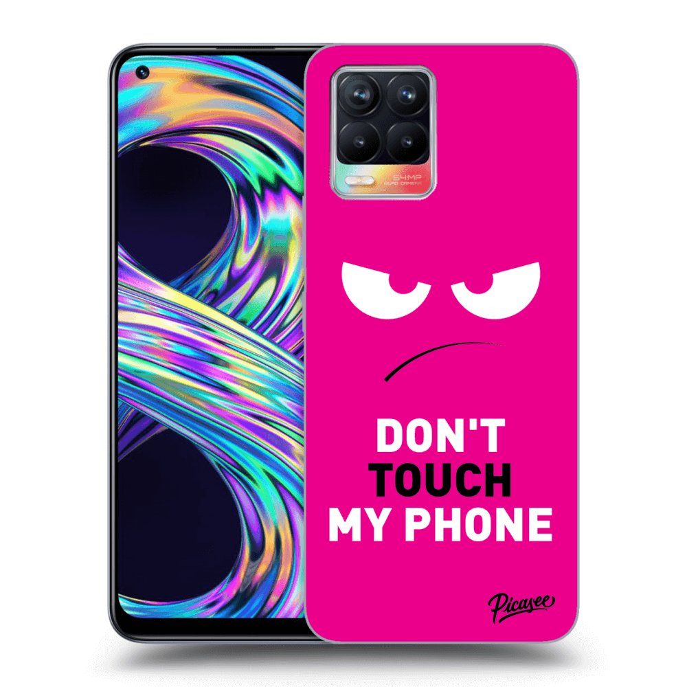Picasee Realme 8 4G Hülle - Schwarzes Silikon - Angry Eyes - Pink