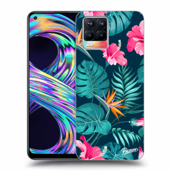 Picasee Realme 8 4G Hülle - Schwarzes Silikon - Pink Monstera