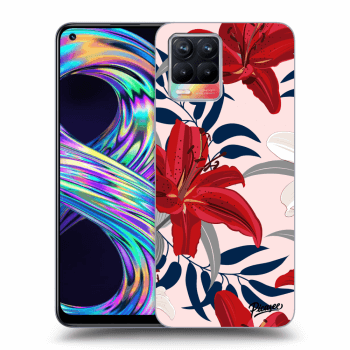 Picasee Realme 8 4G Hülle - Transparentes Silikon - Red Lily