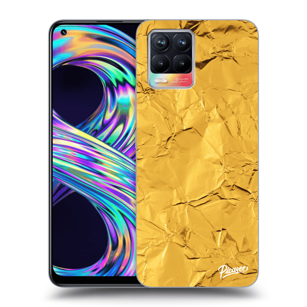 Picasee Realme 8 4G Hülle - Schwarzes Silikon - Gold