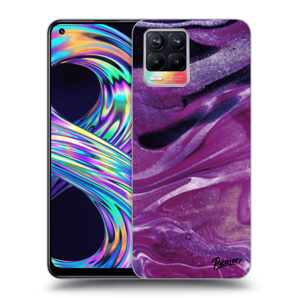 Picasee Realme 8 4G Hülle - Transparentes Silikon - Purple glitter