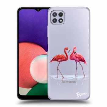 Picasee Samsung Galaxy A22 A226B 5G Hülle - Transparentes Silikon - Flamingos couple