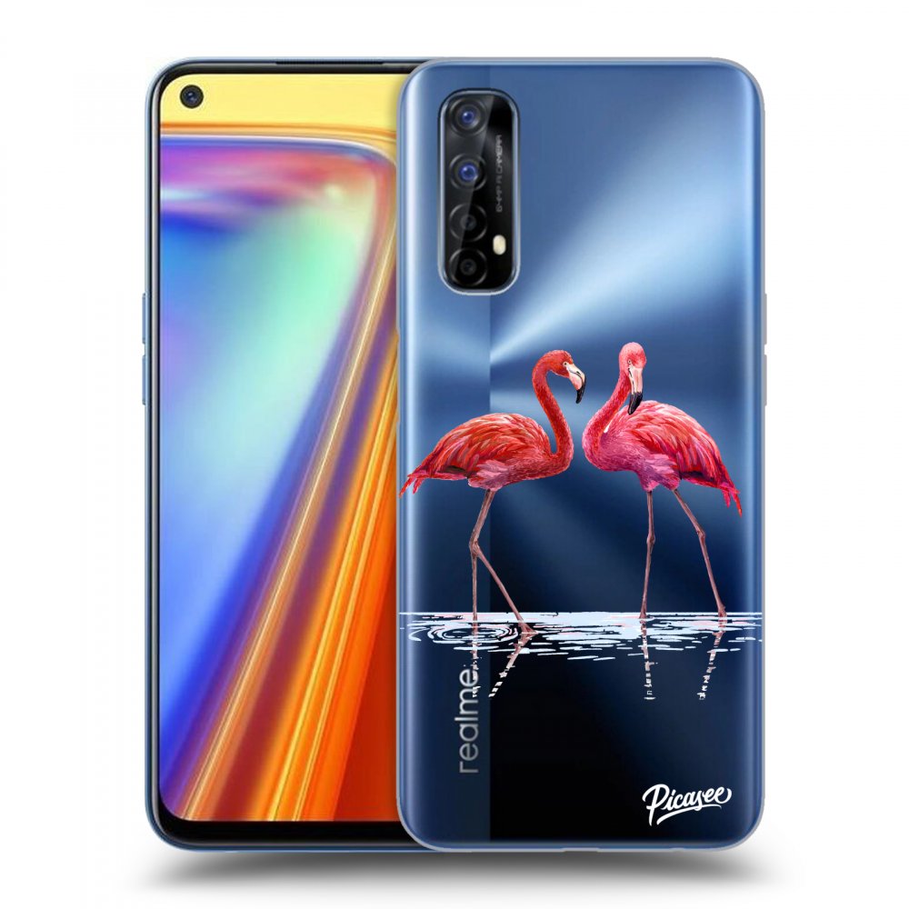 Picasee Realme 7 Hülle - Transparentes Silikon - Flamingos couple