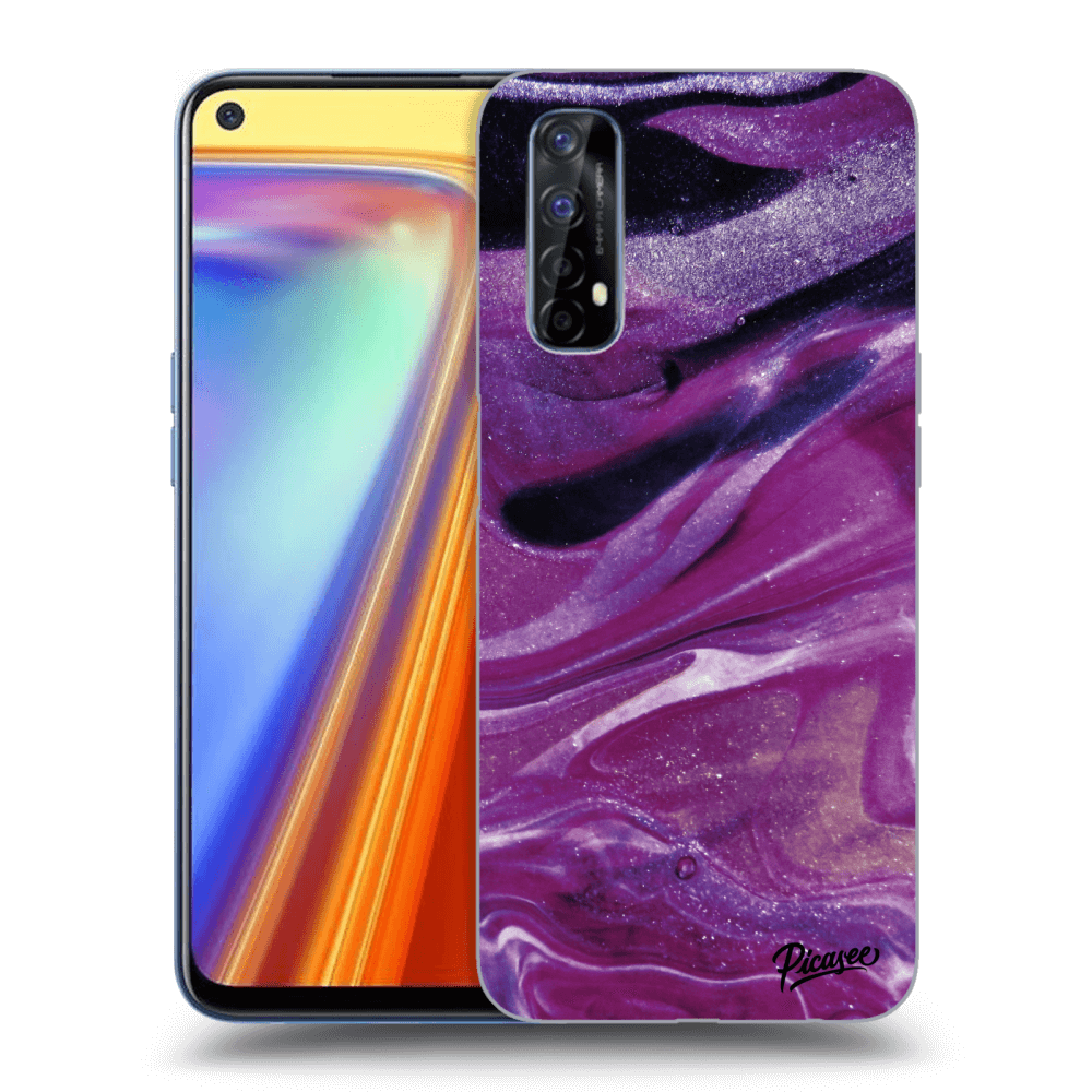 Picasee Realme 7 Hülle - Transparentes Silikon - Purple glitter