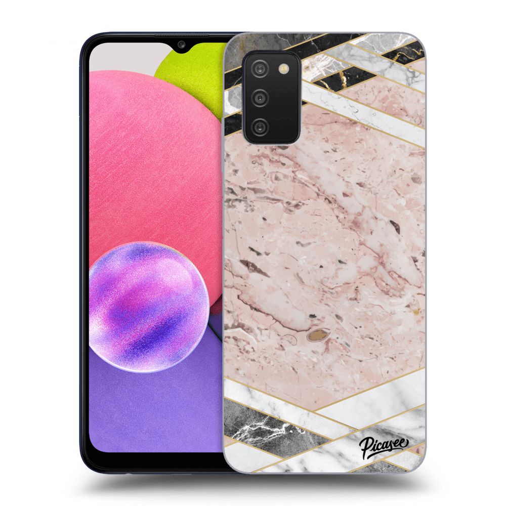 Picasee Samsung Galaxy A02s A025G Hülle - Transparentes Silikon - Pink geometry