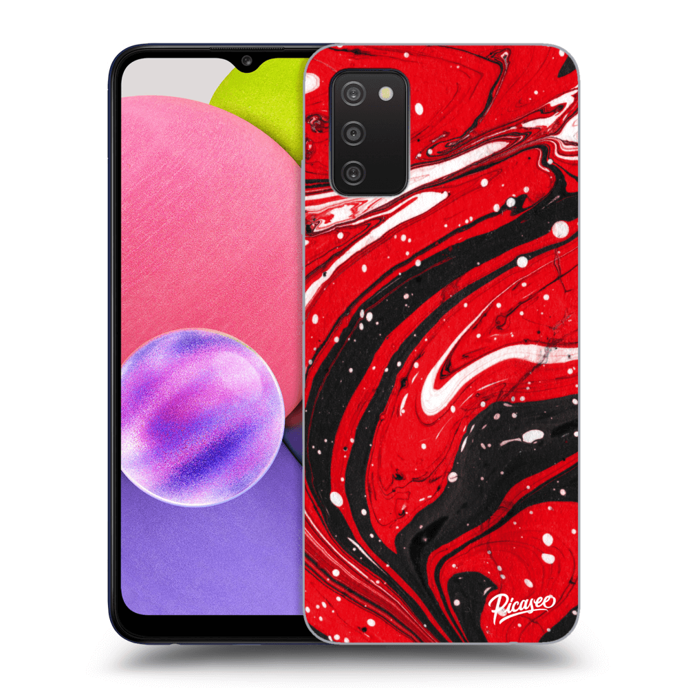 Picasee Samsung Galaxy A02s A025G Hülle - Transparentes Silikon - Red black