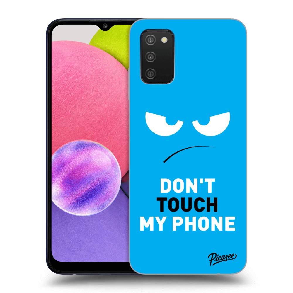 Picasee Samsung Galaxy A02s A025G Hülle - Schwarzes Silikon - Angry Eyes - Blue