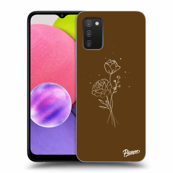 Picasee Samsung Galaxy A02s A025G Hülle - Schwarzes Silikon - Brown flowers