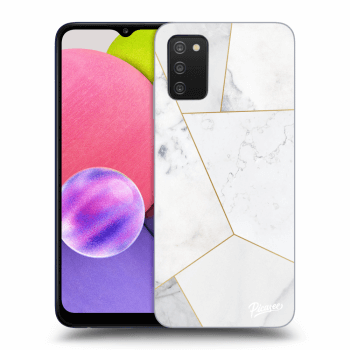 Picasee Samsung Galaxy A02s A025G Hülle - Schwarzes Silikon - White tile