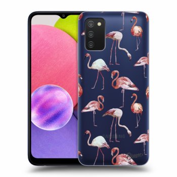 Picasee Samsung Galaxy A02s A025G Hülle - Transparentes Silikon - Flamingos