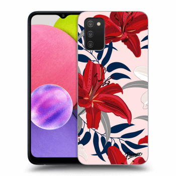 Picasee Samsung Galaxy A02s A025G Hülle - Schwarzes Silikon - Red Lily