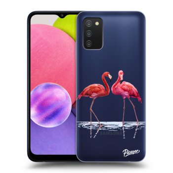 Picasee Samsung Galaxy A02s A025G Hülle - Transparentes Silikon - Flamingos couple