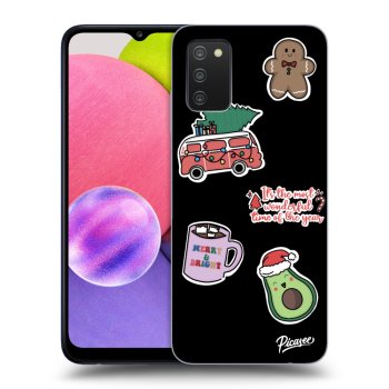 Picasee Samsung Galaxy A02s A025G Hülle - Schwarzes Silikon - Christmas Stickers