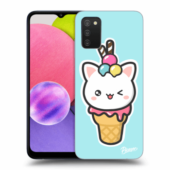 Picasee Samsung Galaxy A02s A025G Hülle - Schwarzes Silikon - Ice Cream Cat