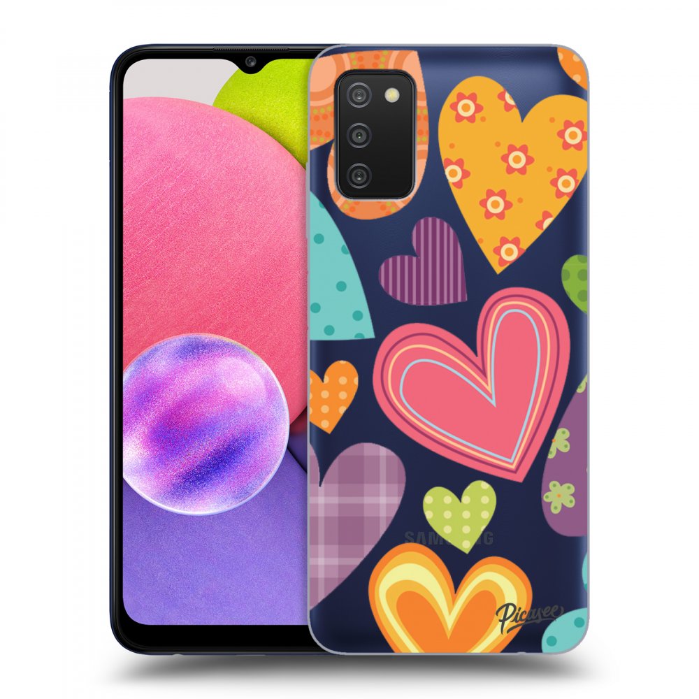 Picasee Samsung Galaxy A02s A025G Hülle - Transparentes Silikon - Colored heart