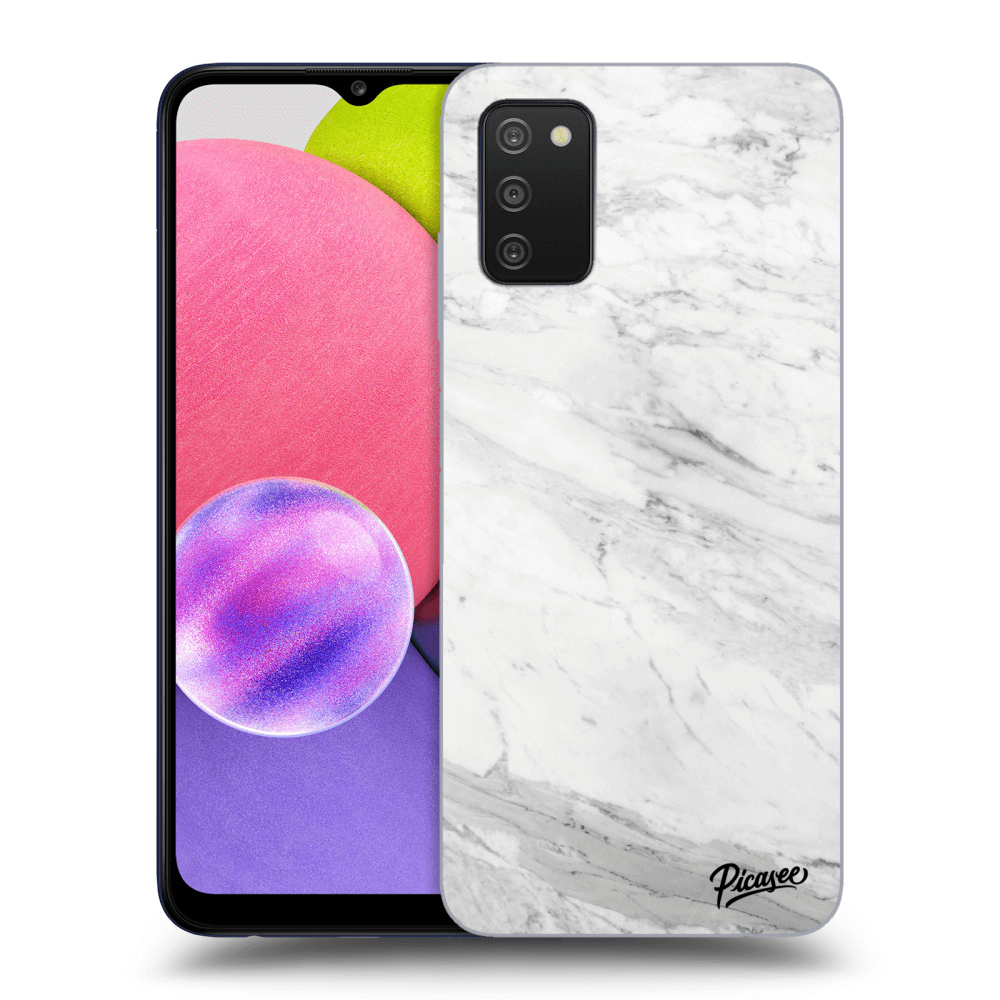 Picasee Samsung Galaxy A02s A025G Hülle - Transparentes Silikon - White marble