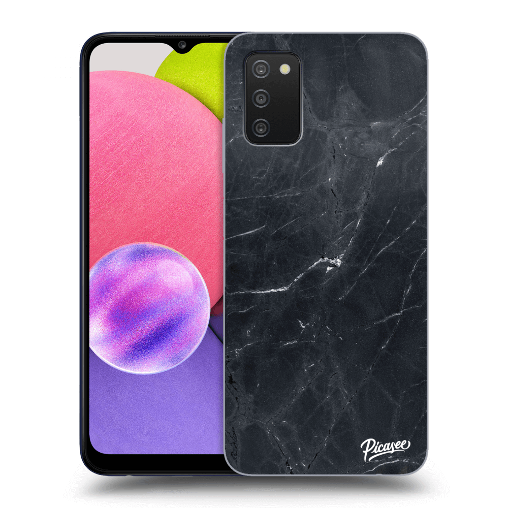 Picasee Samsung Galaxy A02s A025G Hülle - Schwarzes Silikon - Black marble