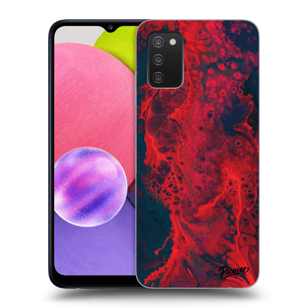 Picasee Samsung Galaxy A02s A025G Hülle - Transparentes Silikon - Organic red
